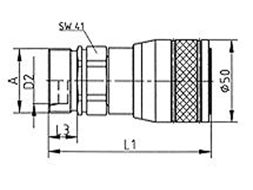 Kugelkupplung HP20, Außengewinde M26x1,5 verlängert N, Lichtserie, 250bar, 